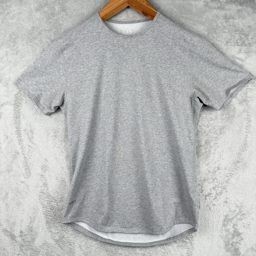 BYLT Drop Cut Tee Shirt Mens L Gray Basic Workout Athletic Casual Athleisure